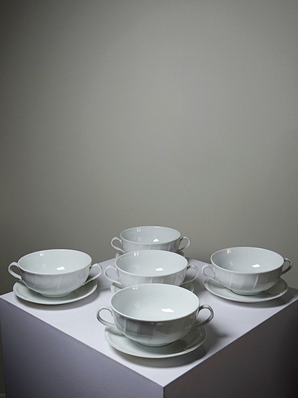 Set von 5 Vintage Tasse "Palm" von Bernardaud, zwei Henkel
