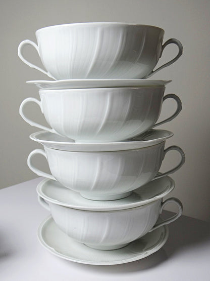 Set von 5 Vintage Tasse "Palm" von Bernardaud, zwei Henkel
