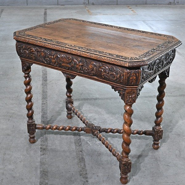 Vintage Schreibtisch im Renaissance-Stil aus Eiche mit Barley Twist, Frankreich