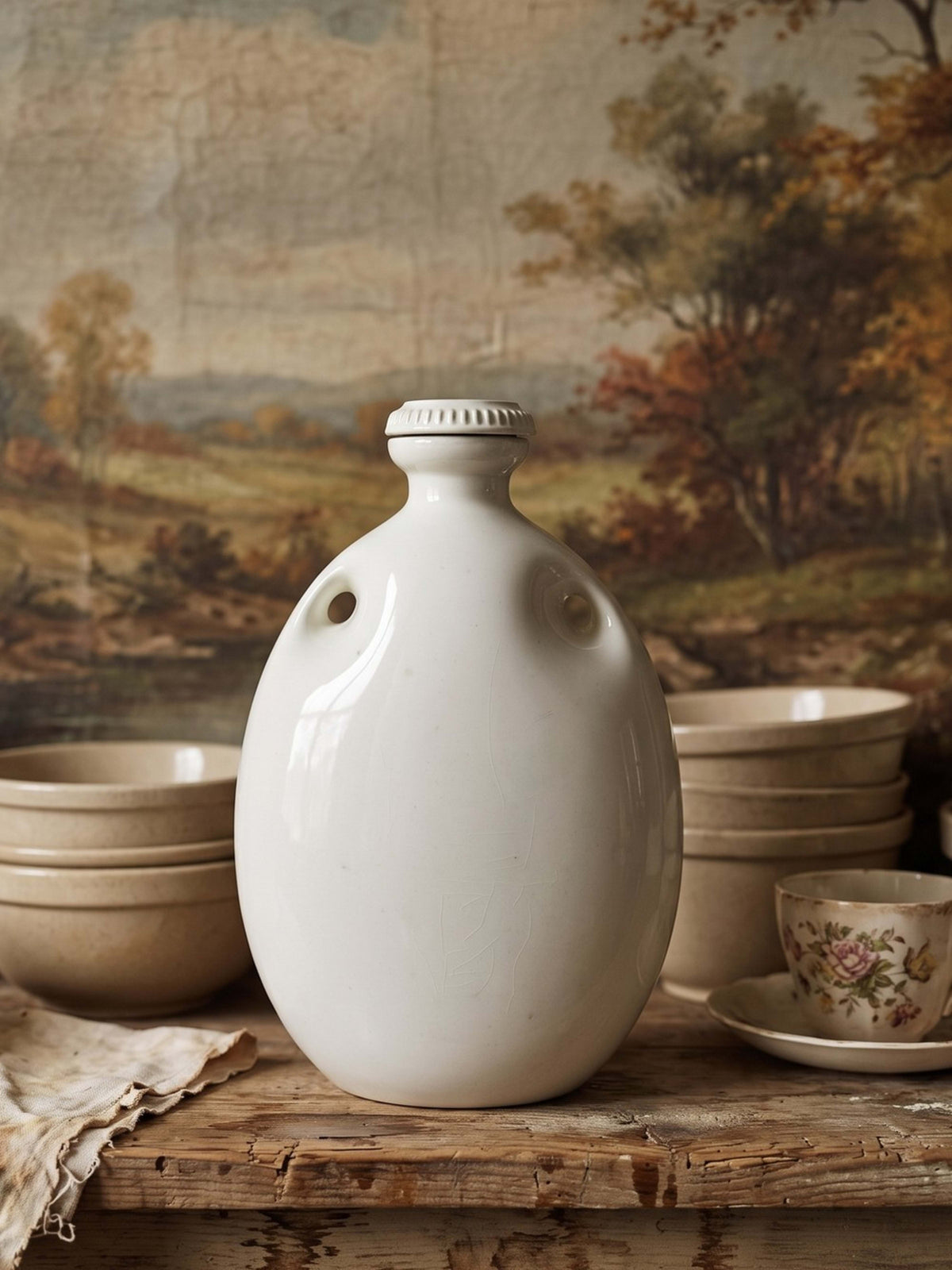 Vintage Fayence-Wärmflasche "The Mecca" von Grimwades England
