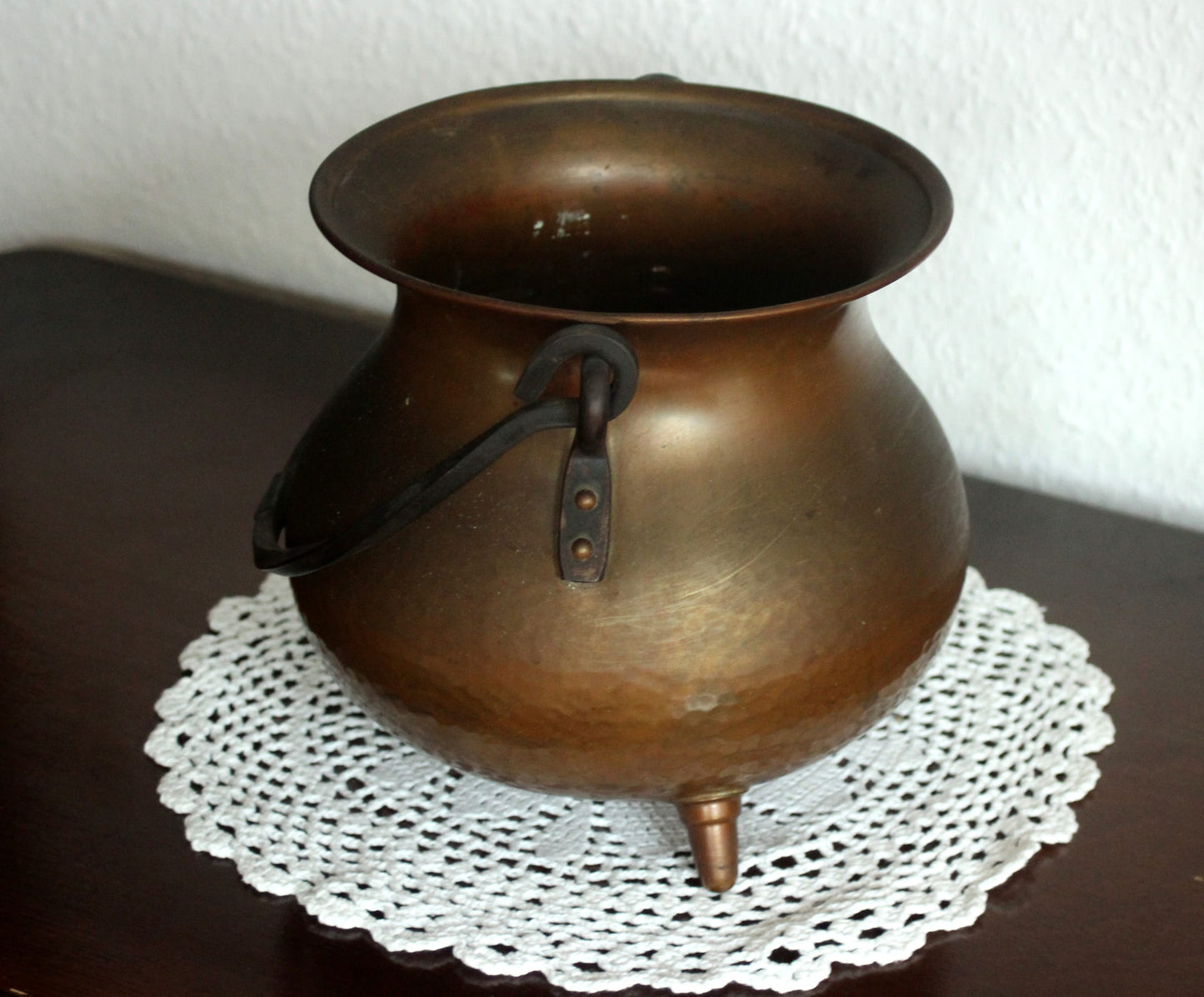 Vintage Kupferkessel Blumentopf gehämmert