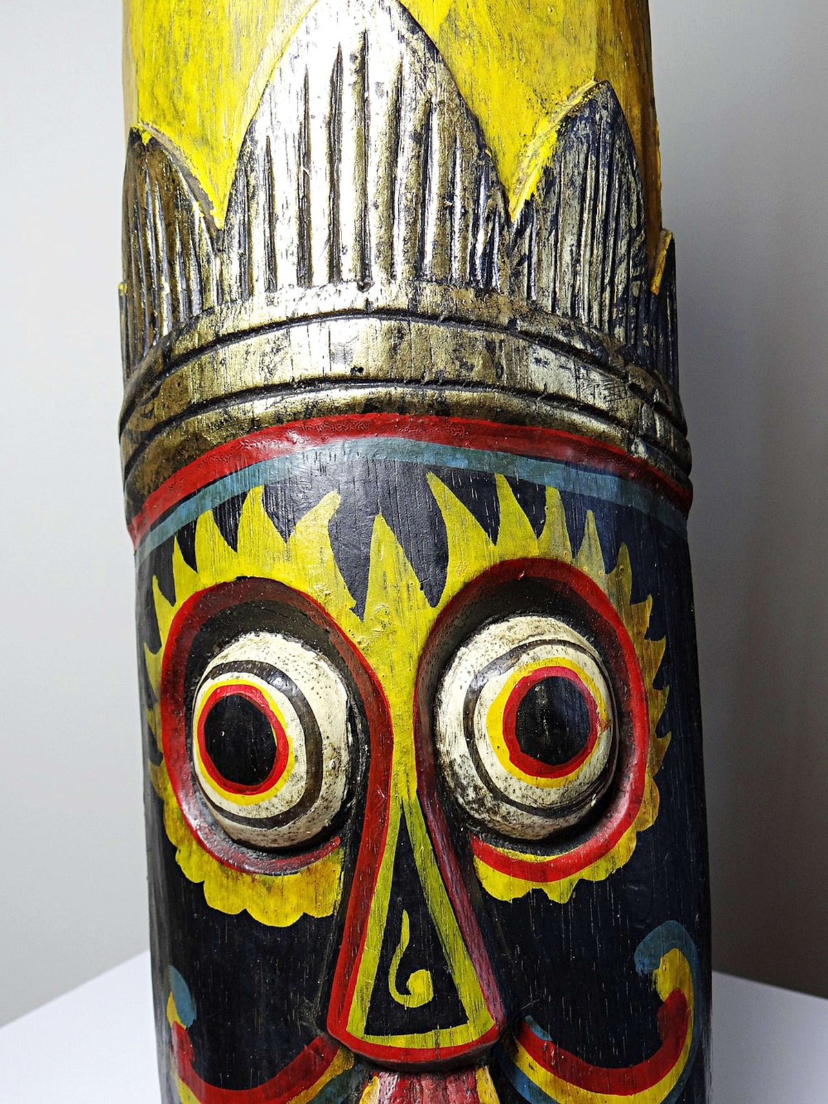 Vintage Wandmaske Bali, Holz handbemalt, Indonesien 1970er