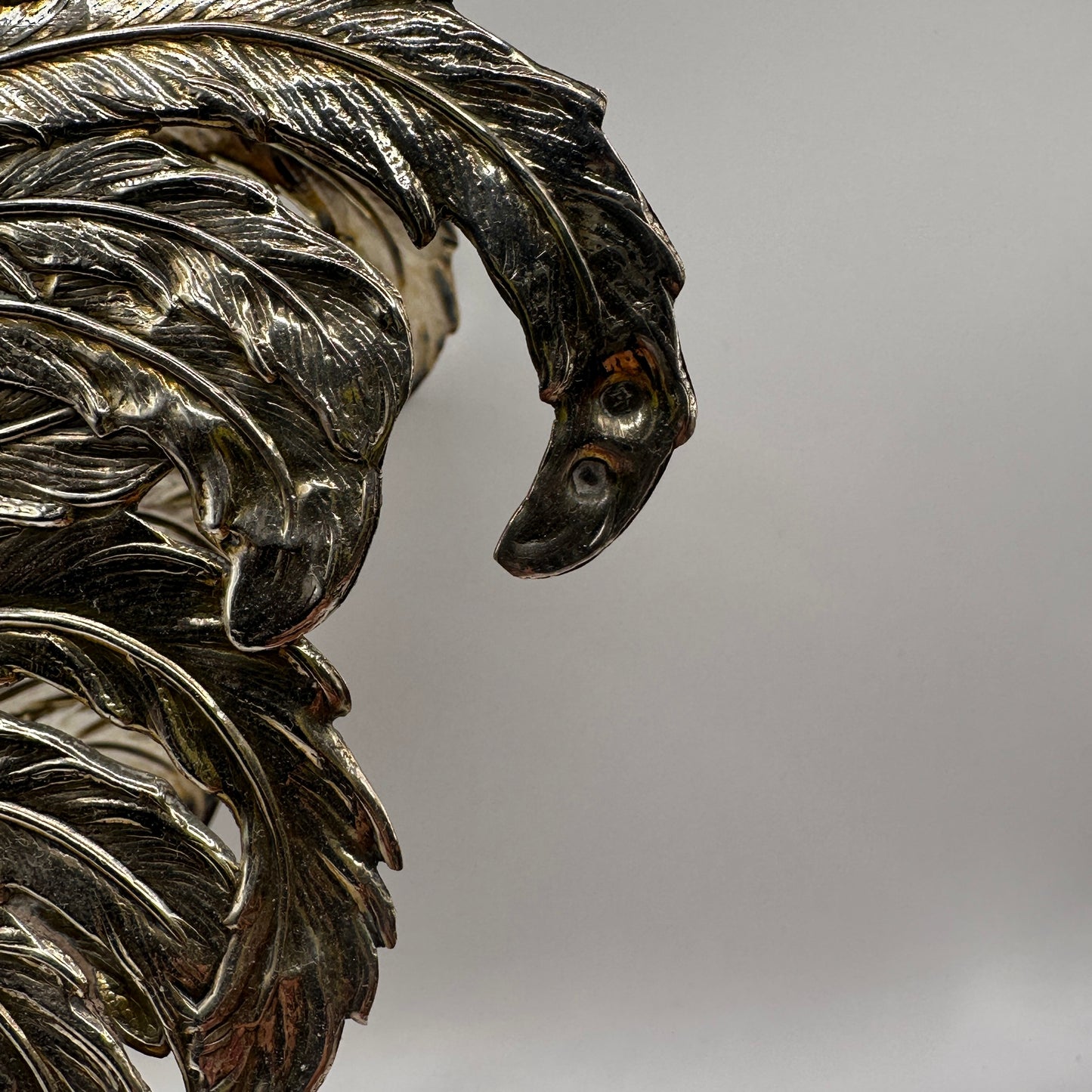 Vintage Silberfigur Set von 2 Hahn und Henne, fein graviert, massiv, dekorativ, Sammlerobjekt