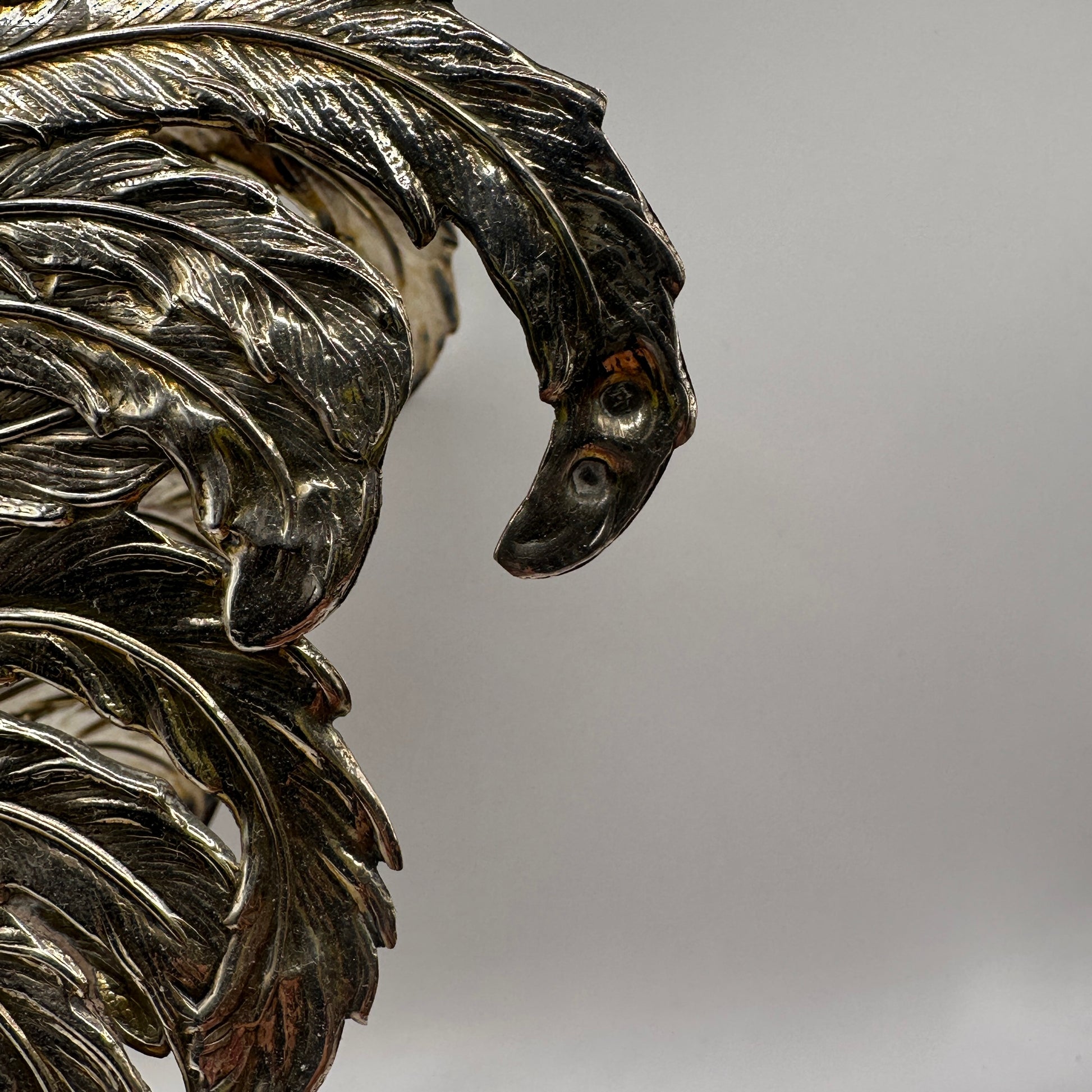 Vintage Silberfigur Set von 2 Hahn und Henne, fein graviert, massiv, dekorativ, Sammlerobjekt