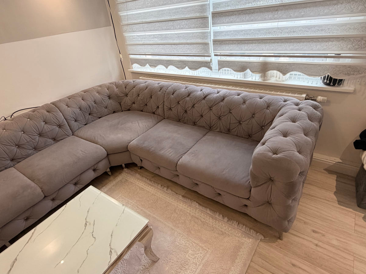 Chesterfield Ecksofa L-Form aus Samt