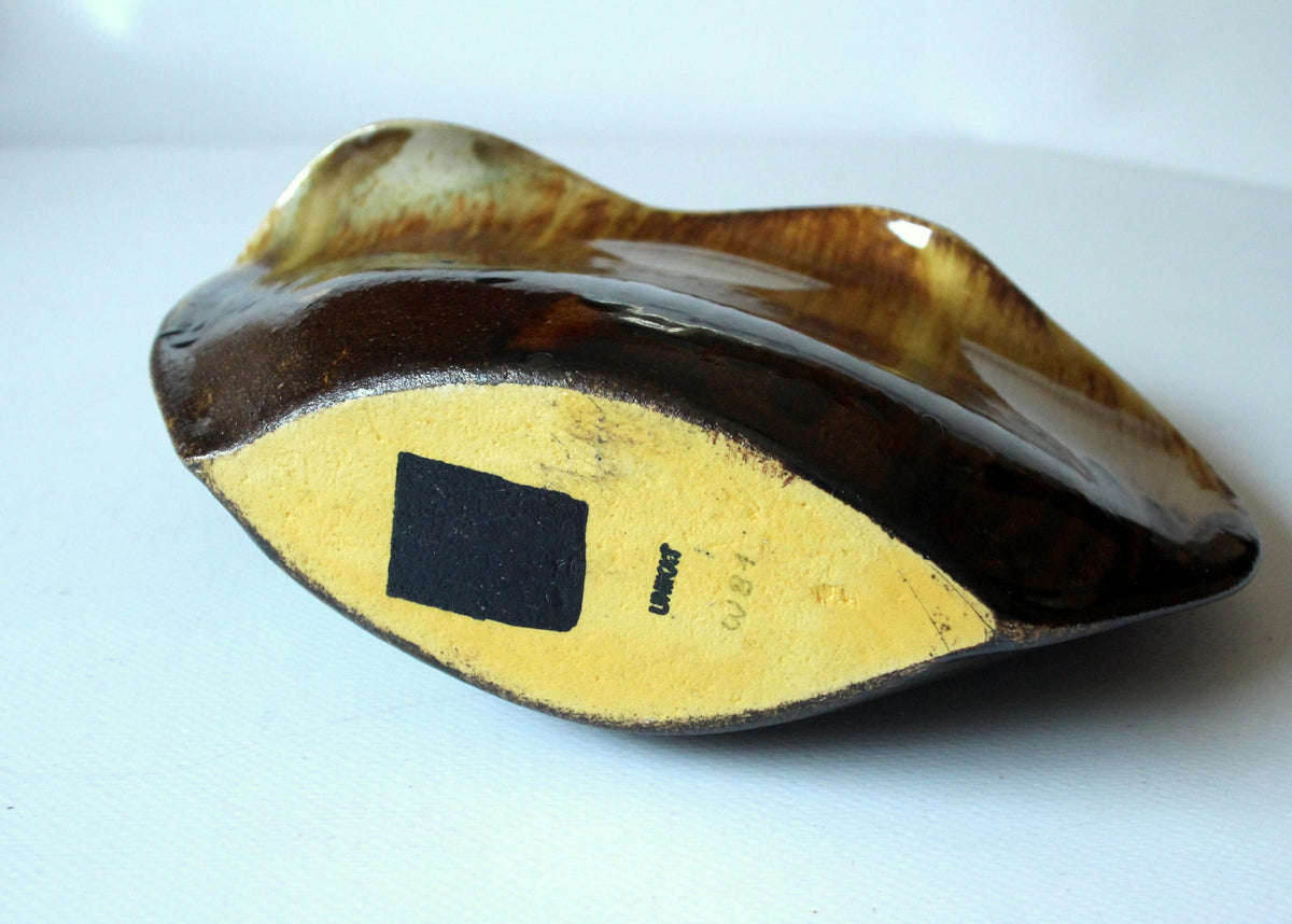 Vintage Keramik Vase Fat Lava, lippenförmige Öffnung