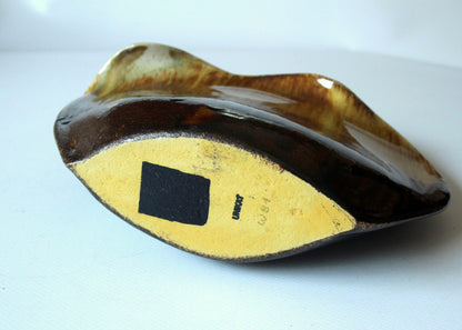Vintage Keramik Vase Fat Lava, lippenförmige Öffnung