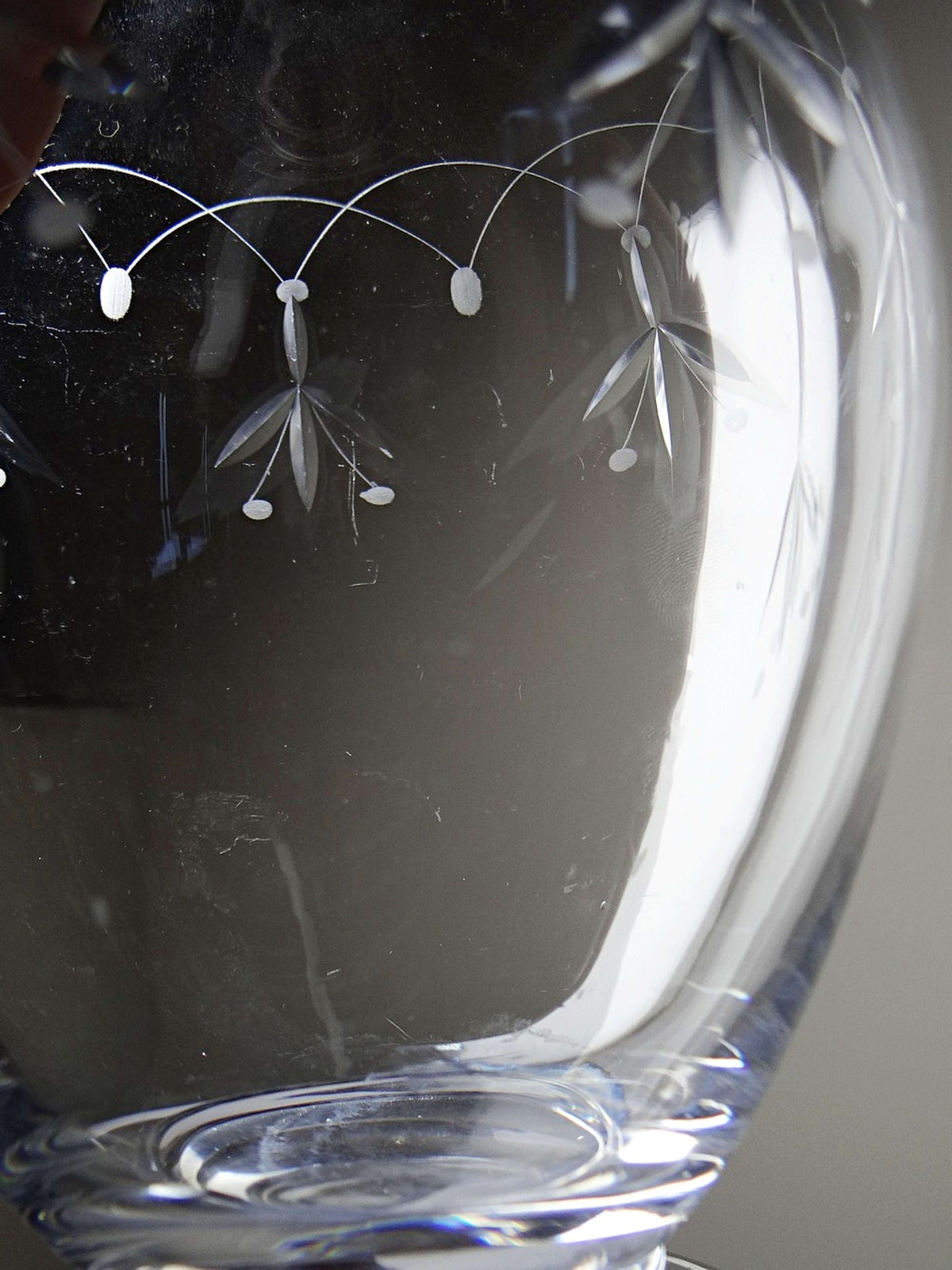 Vintage Karaffe "Cristal de Nancy" graviert, Art Deco