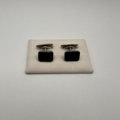Vintage Manschettenknopf Black Onyx Rectangle von Studio Silvr