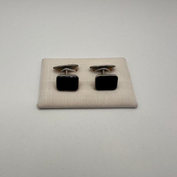 Vintage Manschettenknopf Black Onyx Rectangle von Studio Silvr