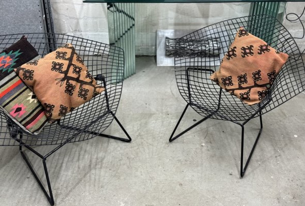Vintage Set von 2 Diamond Chair von Harry Bertoia für Knoll International schwarz