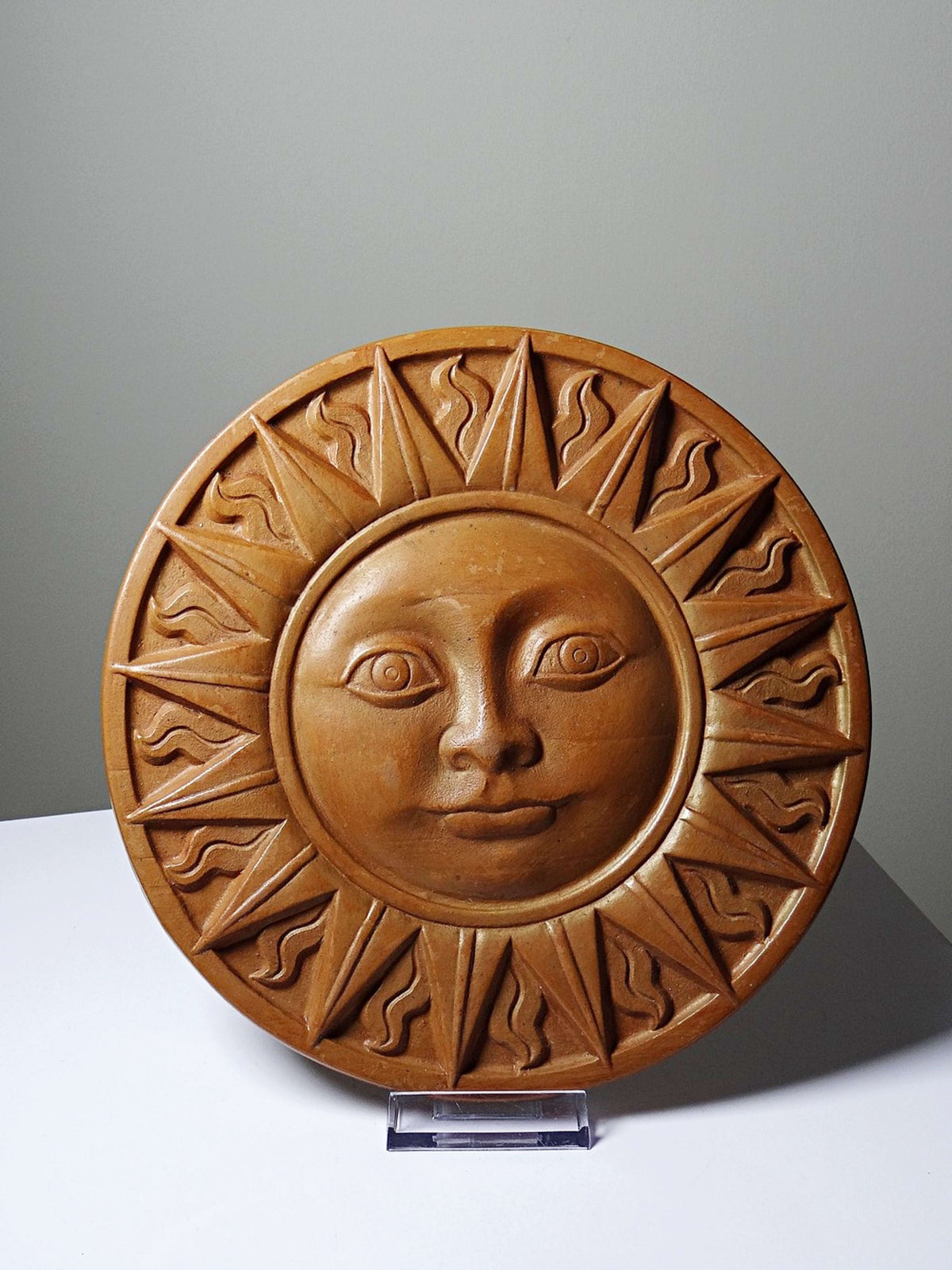 Vintage Wandrelief Sonnengesicht aus Terrakotta von Mak Marazzi