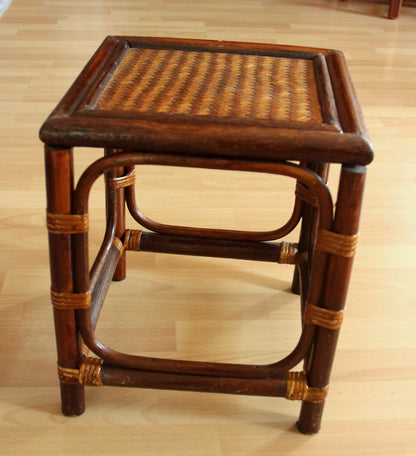 Vintage Blumenhocker aus Rattan und Bambus