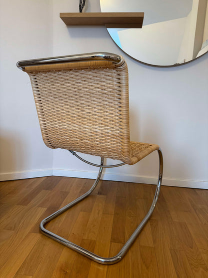 Vintage Freischwinger S 533 R von Mies van der Rohe für Thonet mit Korbgeflecht