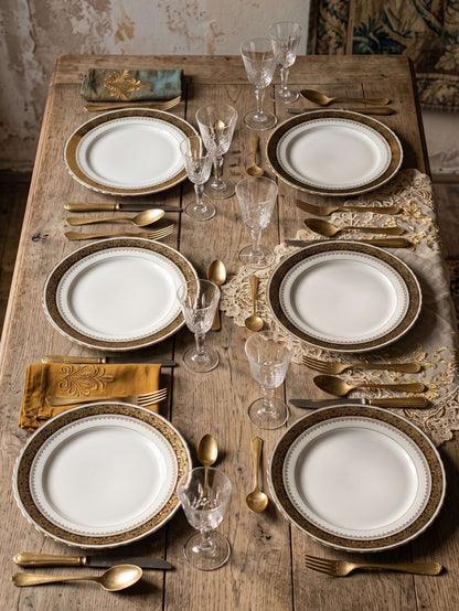 Set von 6 Vintage Teller von ADP Royal Limoges, Porzellan vergoldet