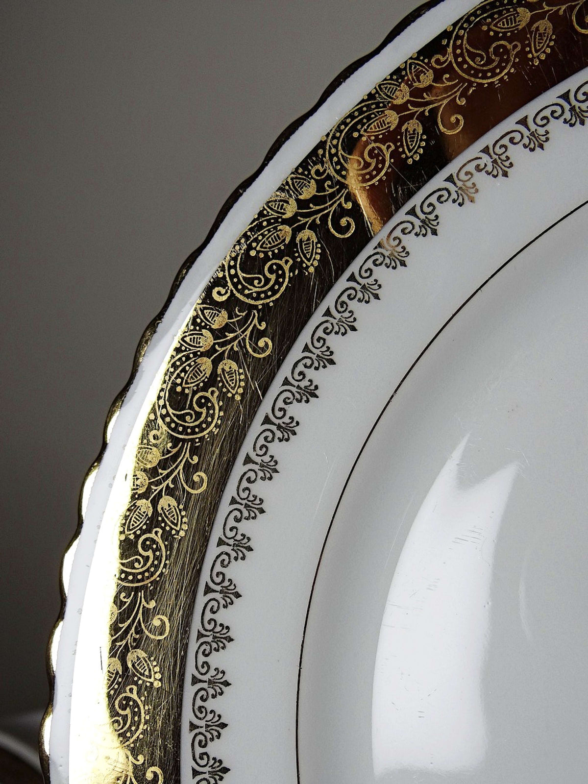 Set von 6 Vintage Teller ADP Royal Limoges mit Golddekor