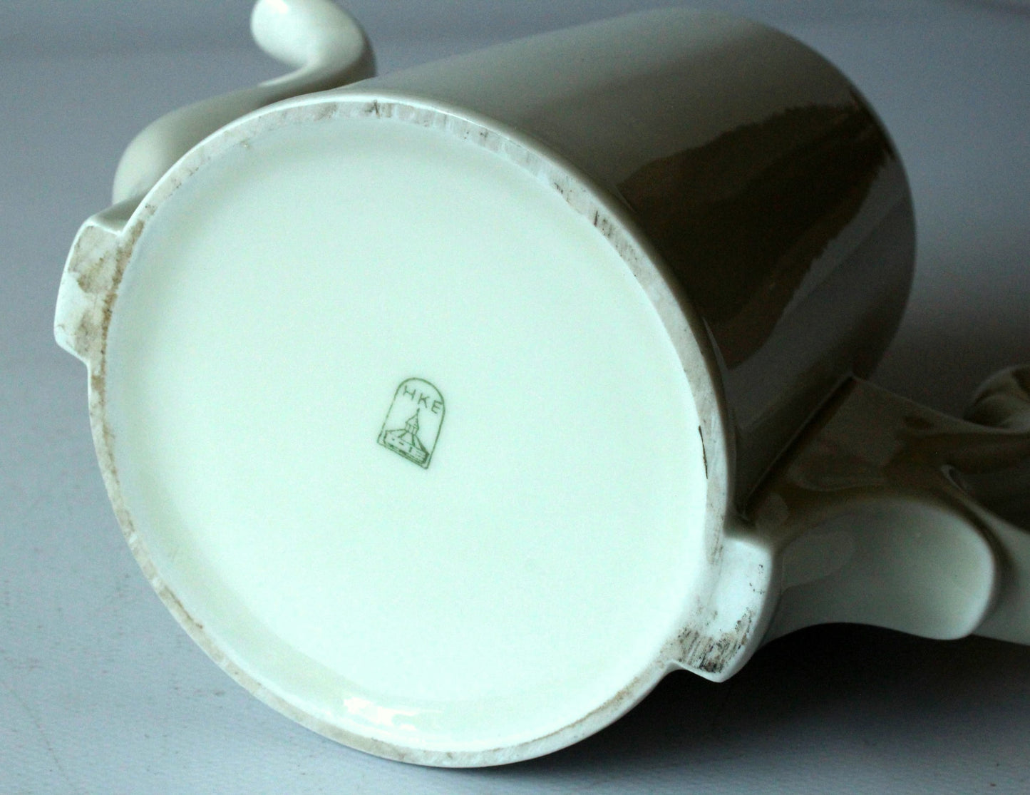 Vintage Kaffeekanne HKE Porzellan mit versilberter Warmhaltehaube