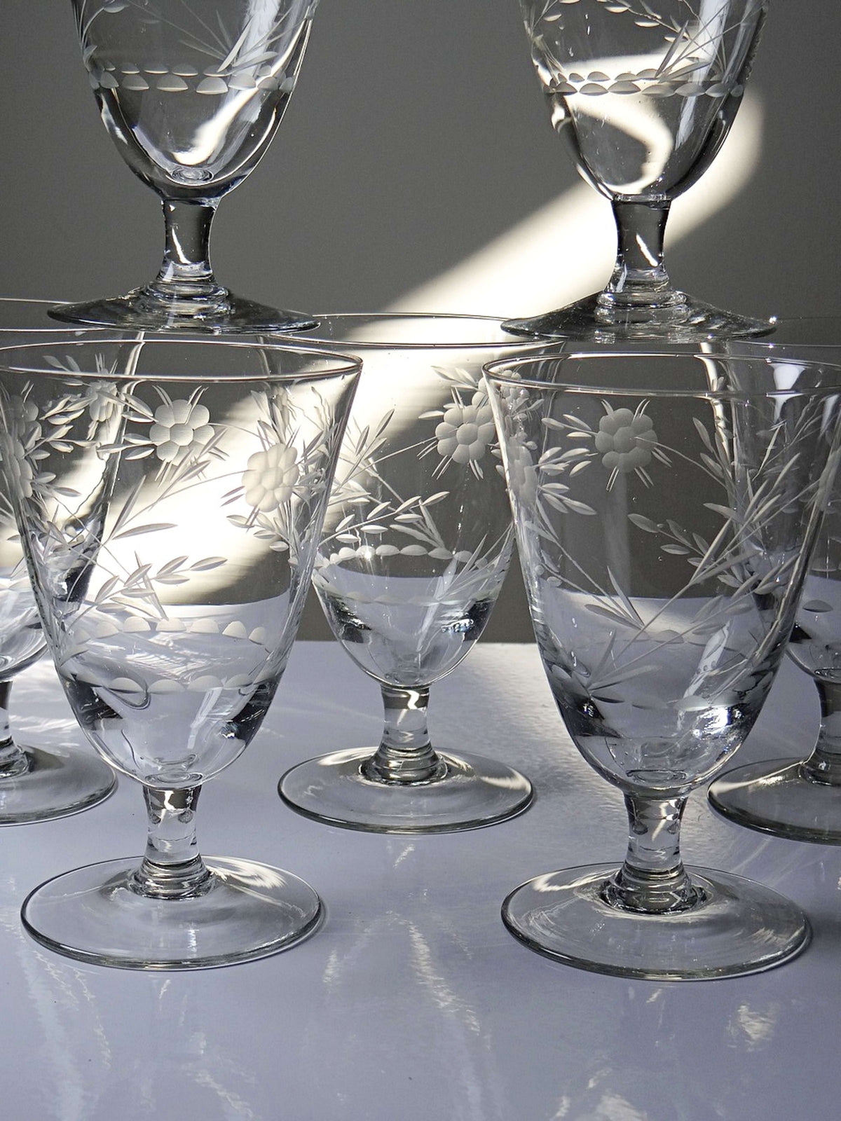 Set von 8 Vintage Weingläser aus Kristallglas, Böhmen