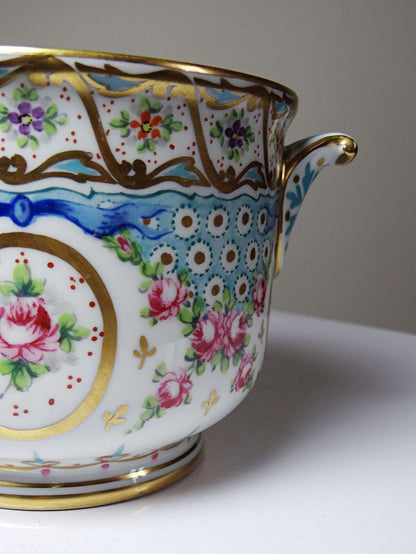 Vintage Porzellan-Übertopf von M. Carpezat Limoges, handbemalt, Art Nouveau