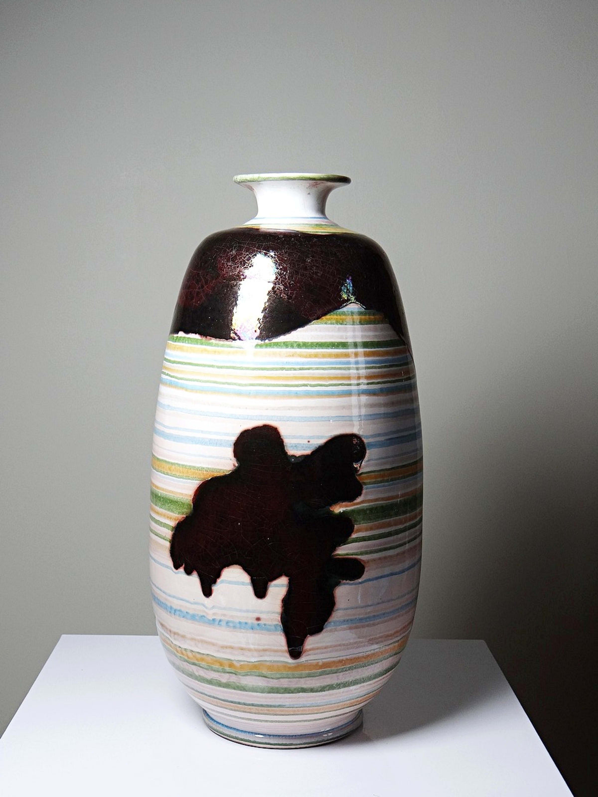 Vintage Keramikvase mit irisierender Glasur, Spanien