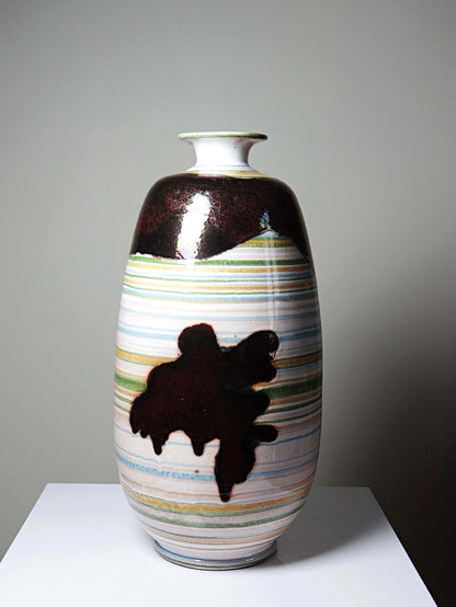 Vintage Keramikvase mit irisierender Glasur, Spanien