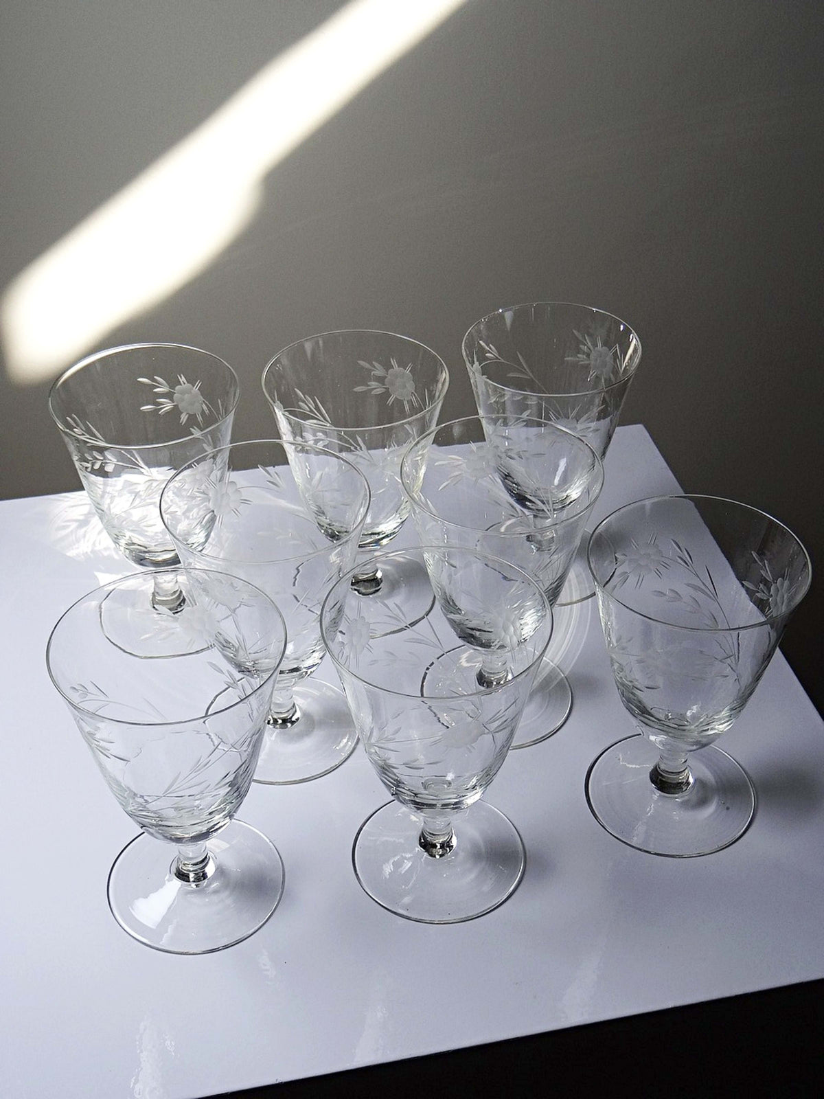 Set von 8 Vintage Weingläser aus Kristallglas, Böhmen