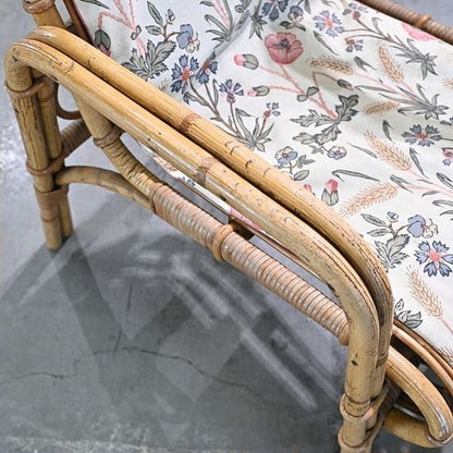 Vintage Stuhl von R. Wengler für Kbenhavn, Rattan, Armlehne, gebraucht