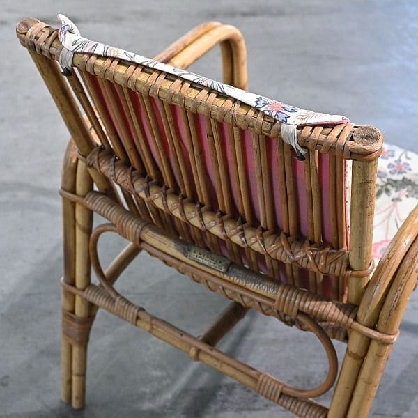 Vintage Stuhl von R. Wengler für Kbenhavn, Rattan, Armlehne, gebraucht