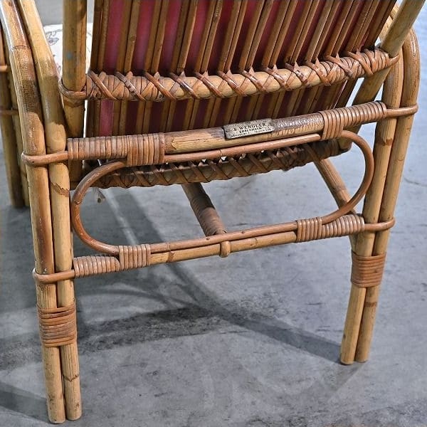 Vintage Stuhl von R. Wengler für Kbenhavn, Rattan, Armlehne, gebraucht