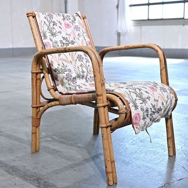 Vintage Stuhl von R. Wengler für Kbenhavn, Rattan, Armlehne, gebraucht