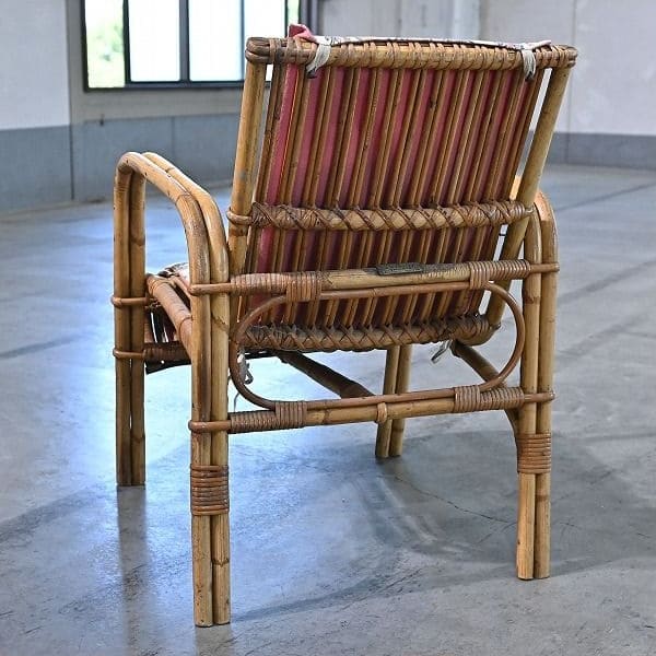 Vintage Stuhl von R. Wengler für Kbenhavn, Rattan, Armlehne, gebraucht
