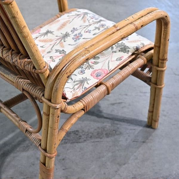 Vintage Stuhl von R. Wengler für Kbenhavn, Rattan, Armlehne, gebraucht
