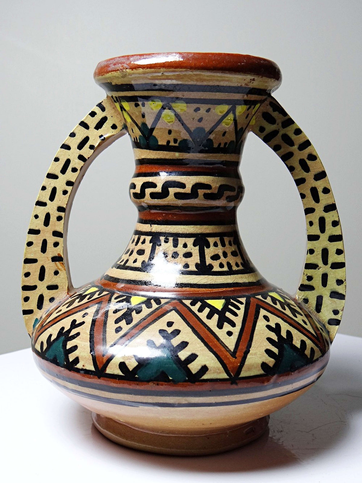 Vintage Vase Keramik von Safi, handbemalt, Marokko