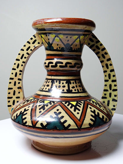 Vintage Vase Keramik von Safi, handbemalt, Marokko