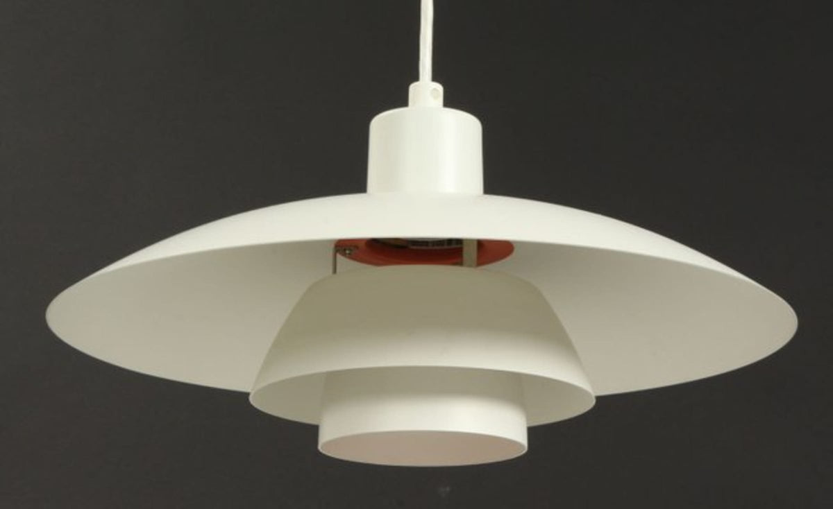 Vintage Pendelleuchte PH 4/3 von Poul Henningsen für Louis Poulsen Weiß