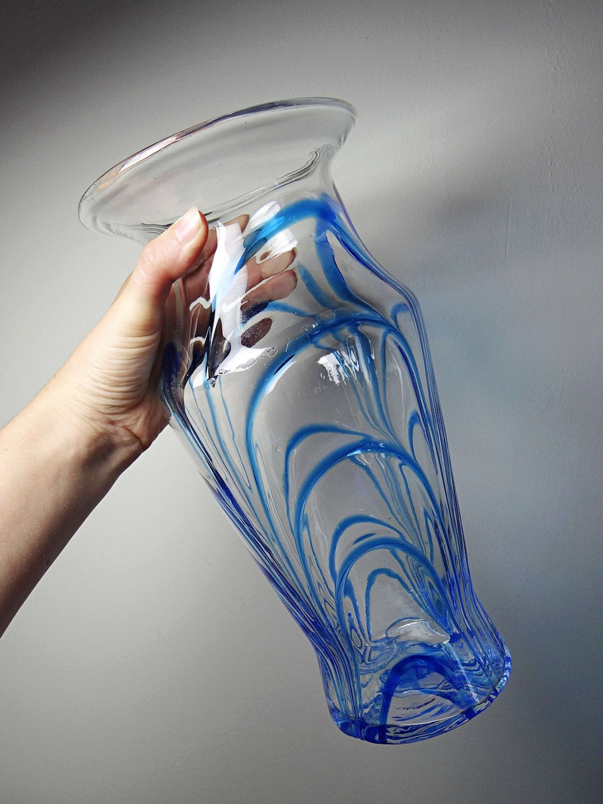 Vintage Vase aus Muranoglas blau-transparent, Italien 1960-70er