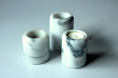 Set von 3 Vintage Kerzenhalter aus Marmor