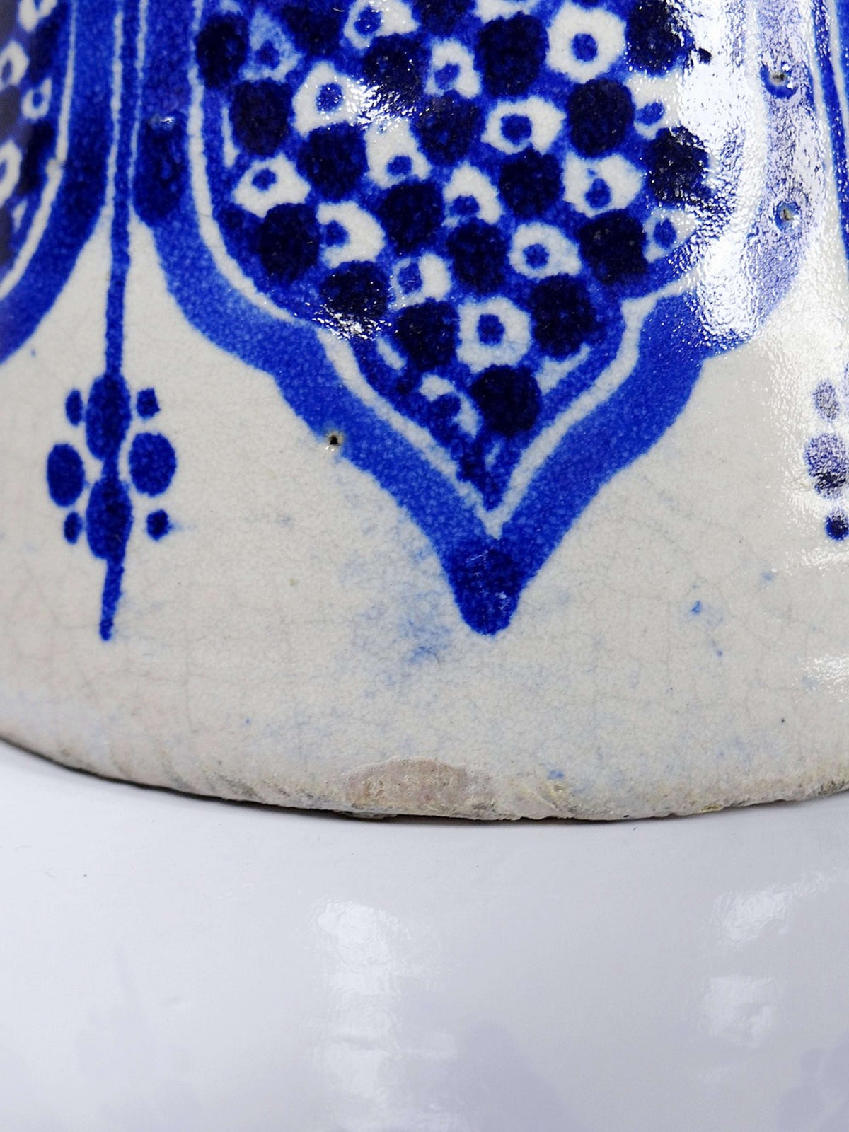 Vintage Vase Khabia aus Fès 19.-20. Jh. Kobaltblau, handgemacht