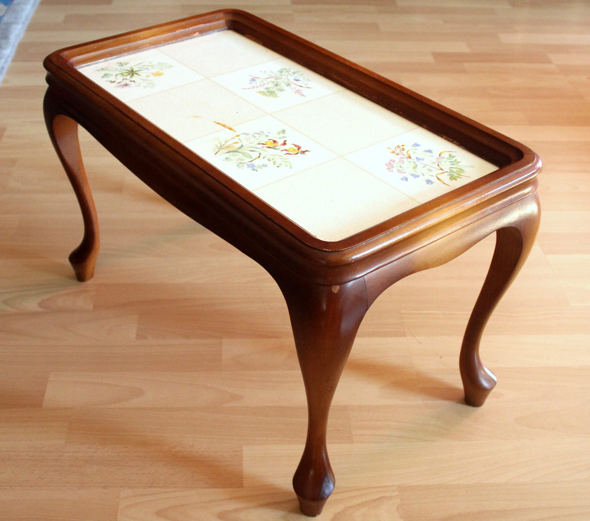 Vintage Blumenbank im Chippendale-Stil, Holz und Keramik