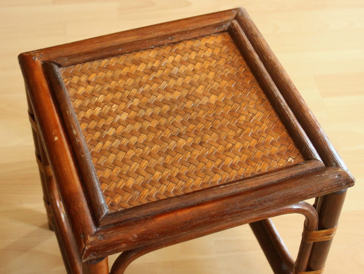 Vintage Blumenhocker aus Rattan und Bambus
