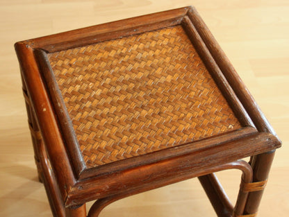 Vintage Blumenhocker aus Rattan und Bambus