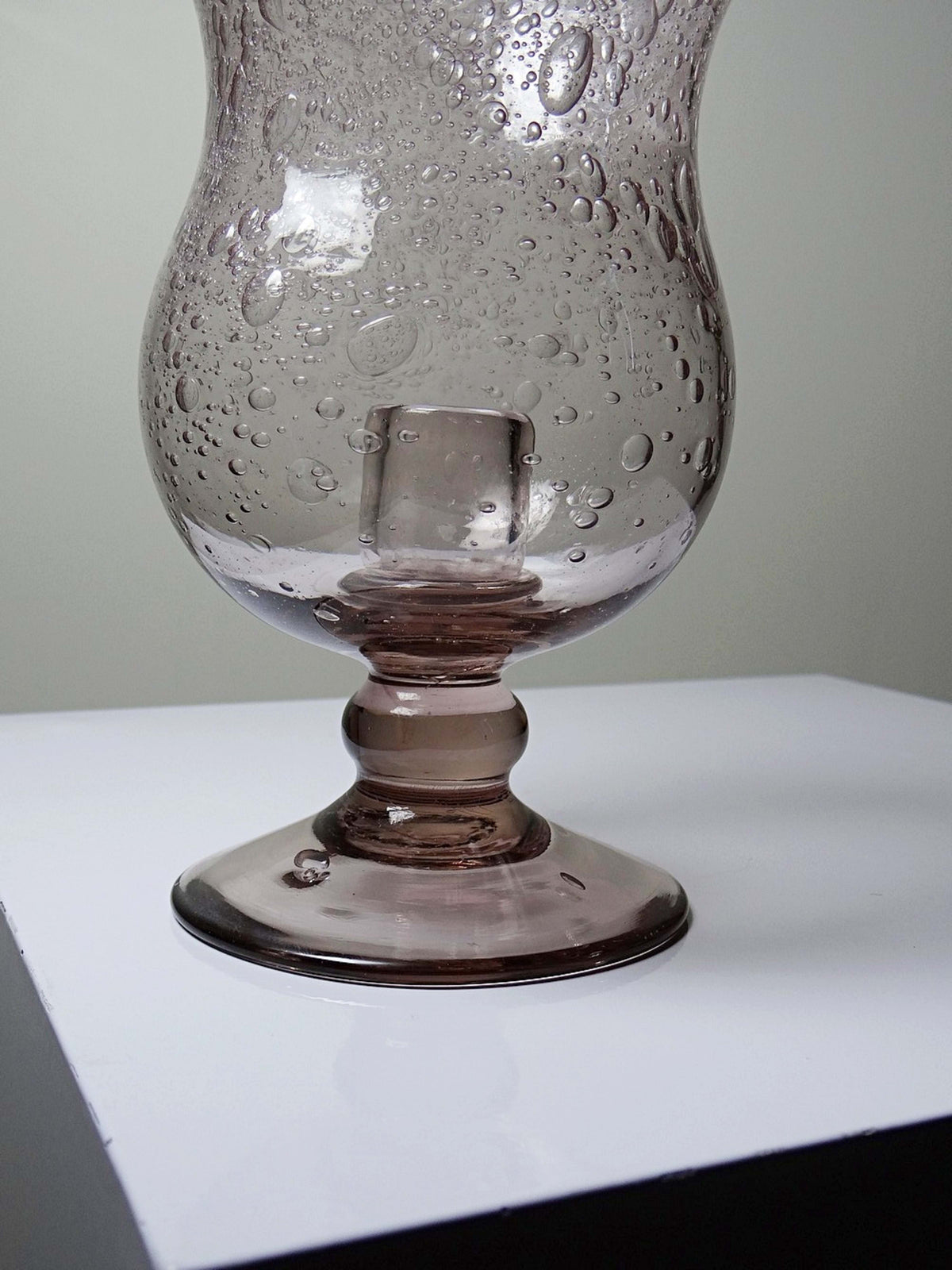 Vintage Windlicht Amethyst Bullenglas, Space Age Stil