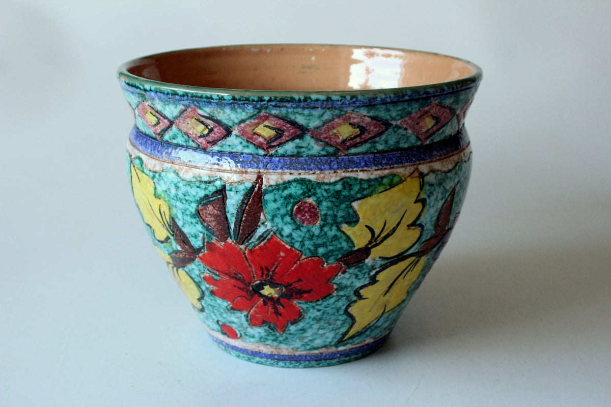 Vintage Blumentopf Keramik handbemalt aus Italien