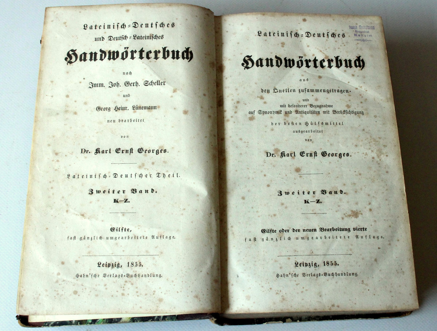 Set von 2 Vintage Büchern "Lateinisch-Deutsches Handwörterbuch" von Dr. Karl Ernst Georges