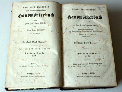 Set von 2 Vintage Büchern "Lateinisch-Deutsches Handwörterbuch" von Dr. Karl Ernst Georges