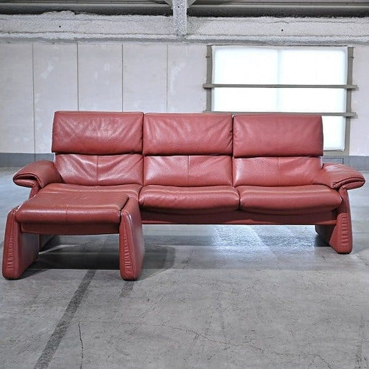 Vintage Sofa Lugano mit Ottoman von Erpo, Deutschland, Leder, gebraucht, Relaxfunktion