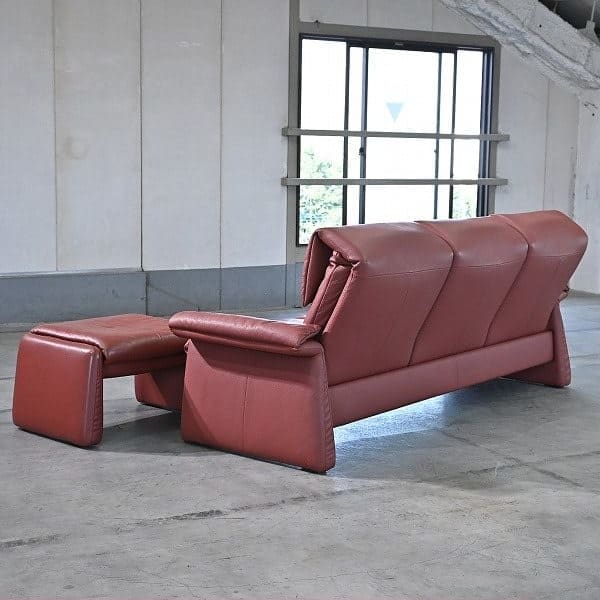 Vintage Sofa Lugano mit Ottoman von Erpo, Deutschland, Leder, gebraucht, Relaxfunktion