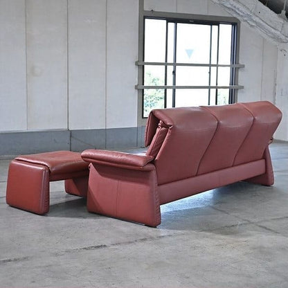Vintage Sofa Lugano mit Ottoman von Erpo, Deutschland, Leder, gebraucht, Relaxfunktion