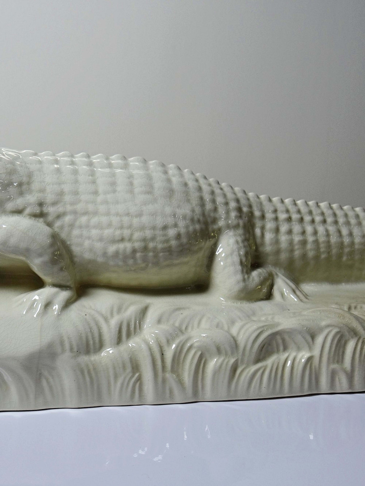 Vintage Skulptur "Krokodil" von Sarreguemines, Art Déco