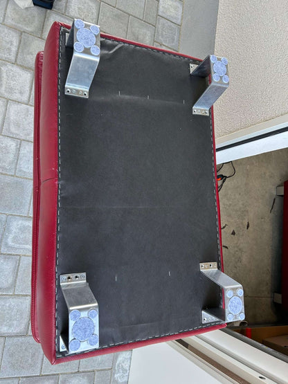 Vintage Sofagarnitur mit Hocker aus Echtleder in Bordeauxrot